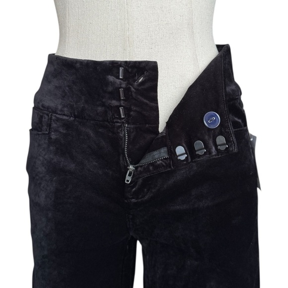 NWT Paige HR Lou Lou Velvet Wide Clean Front Flare Leg Pants Black Overdye 27 - Picture 12 of 13